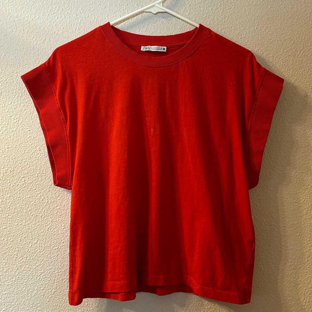 Zara wide sleeve basic tee size small